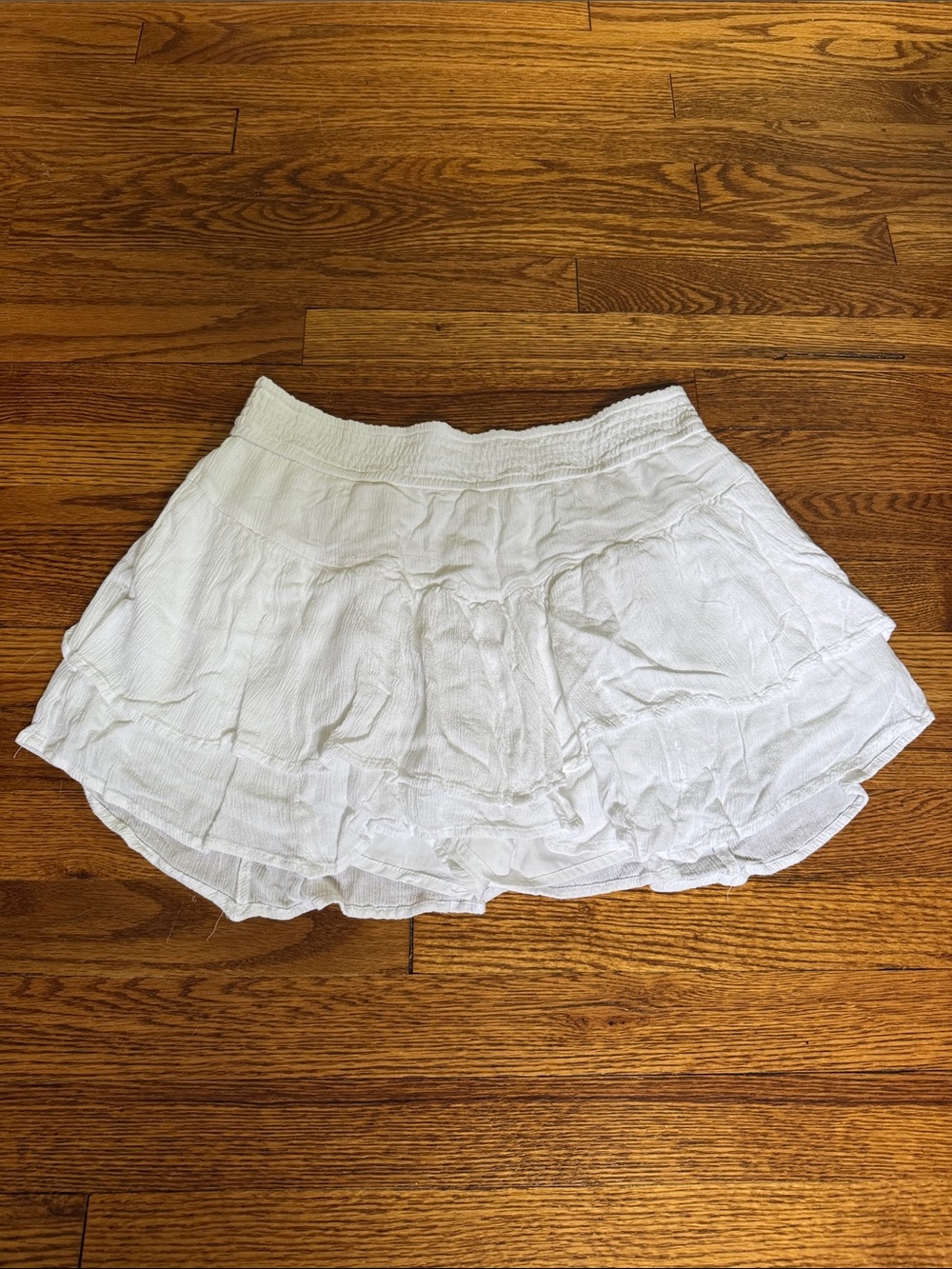 Hollister White Smocked Waist Mini Skirt
